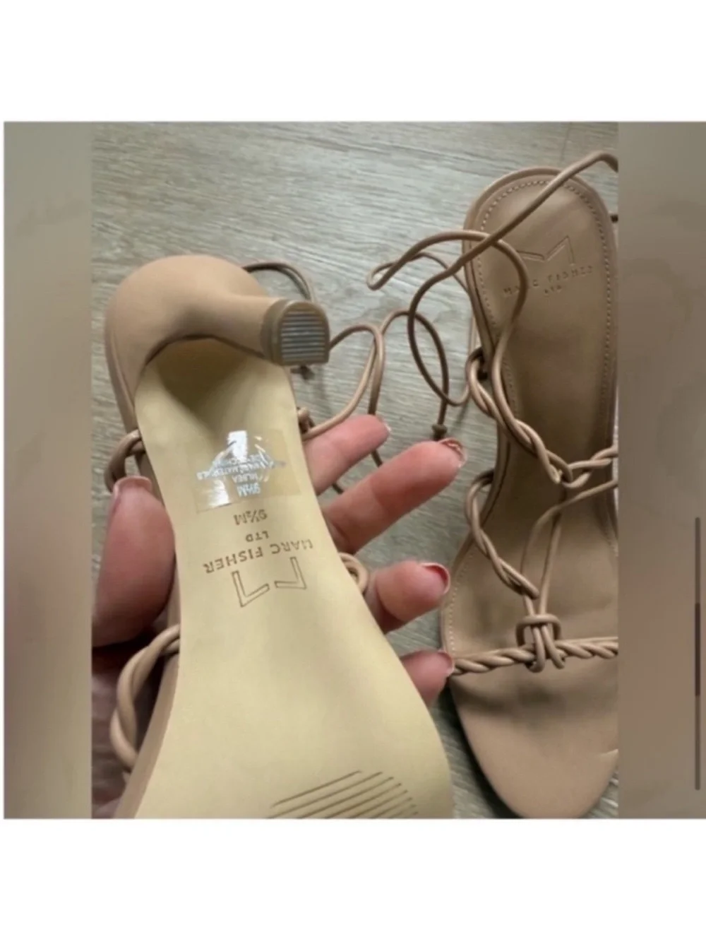 Marc Fisher Bea womens Heeled Sandal Nude NWT 9.5